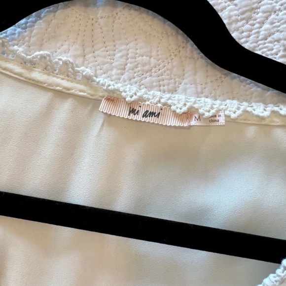 Francesca’s Long Sleeve Lace Wrap Top, White Ivory - Picture 5 of 5